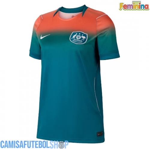 Camisa de time de futebol Austrália Replicas 2º Equipamento Feminina Mundo 2026 Manga Curta